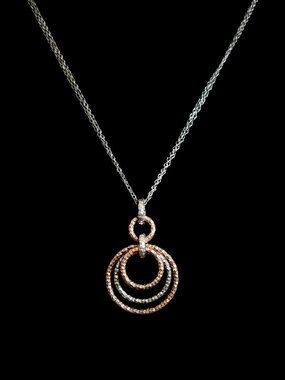 Vintage Argento Vivo AV 925 Sterling Silver Rose Gold Circle Necklace Geometric